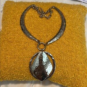 Source Unknown Silver Hammered Necklace